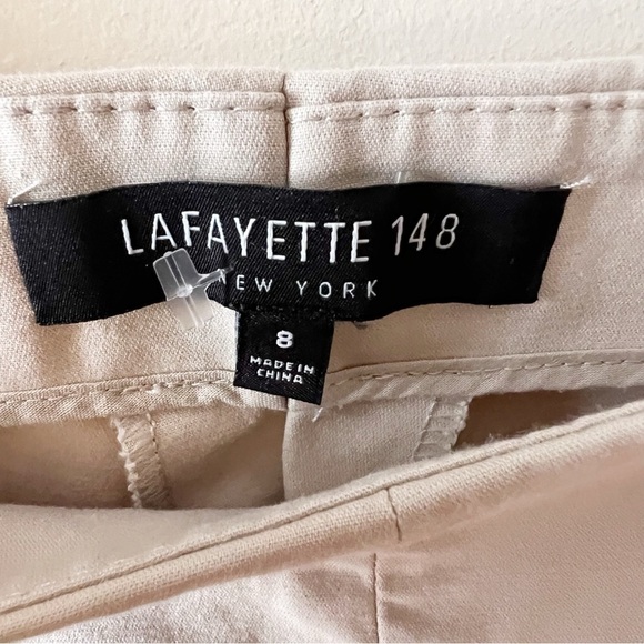 Lafayette 148 Tan Trousers Tapered leg High Rise Ankle Fit Cotton Size 8 - Picture 4 of 9